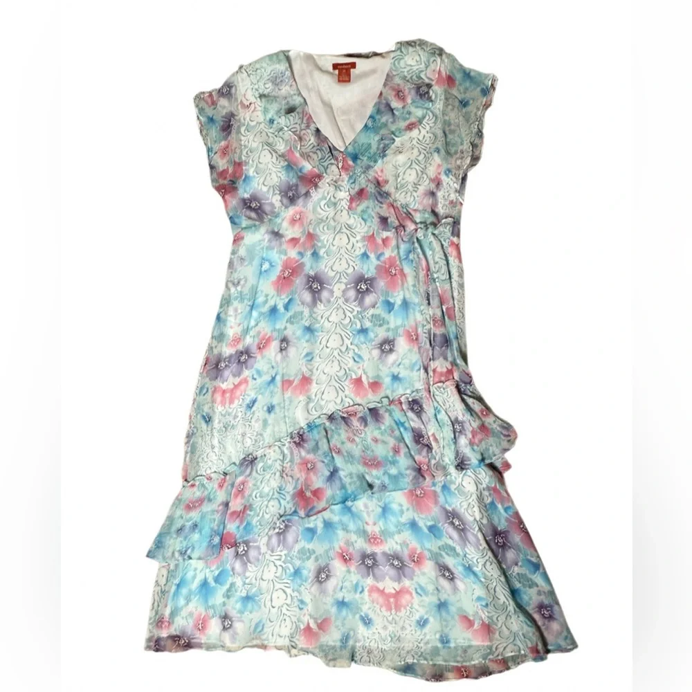 Sundance Fairycore Dress Size 14 Womens 100% Silk Sleeveless Ruffled Tiered Midi - Picture 2 of 10